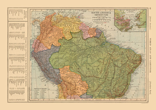 Historic Map - South America Northern - Reynold 1921 - 32.78 x 23 - Vintage Wall Art