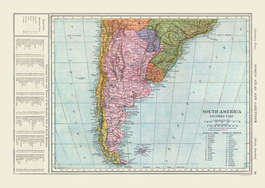 Historic Map - South America Southern - Reynold 1921 - 32.43 x 23 - Vintage Wall Art