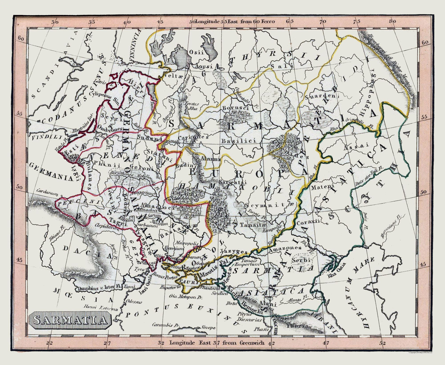 Historic Map - Sarmatia Middle East - Fenner 1830 - 28.01 x 23 - Vintage Wall Art