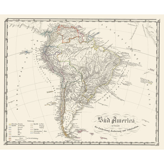 Historic Map - South America - Spruner 1855 - 27.89 x 23 - Vintage Wall Art