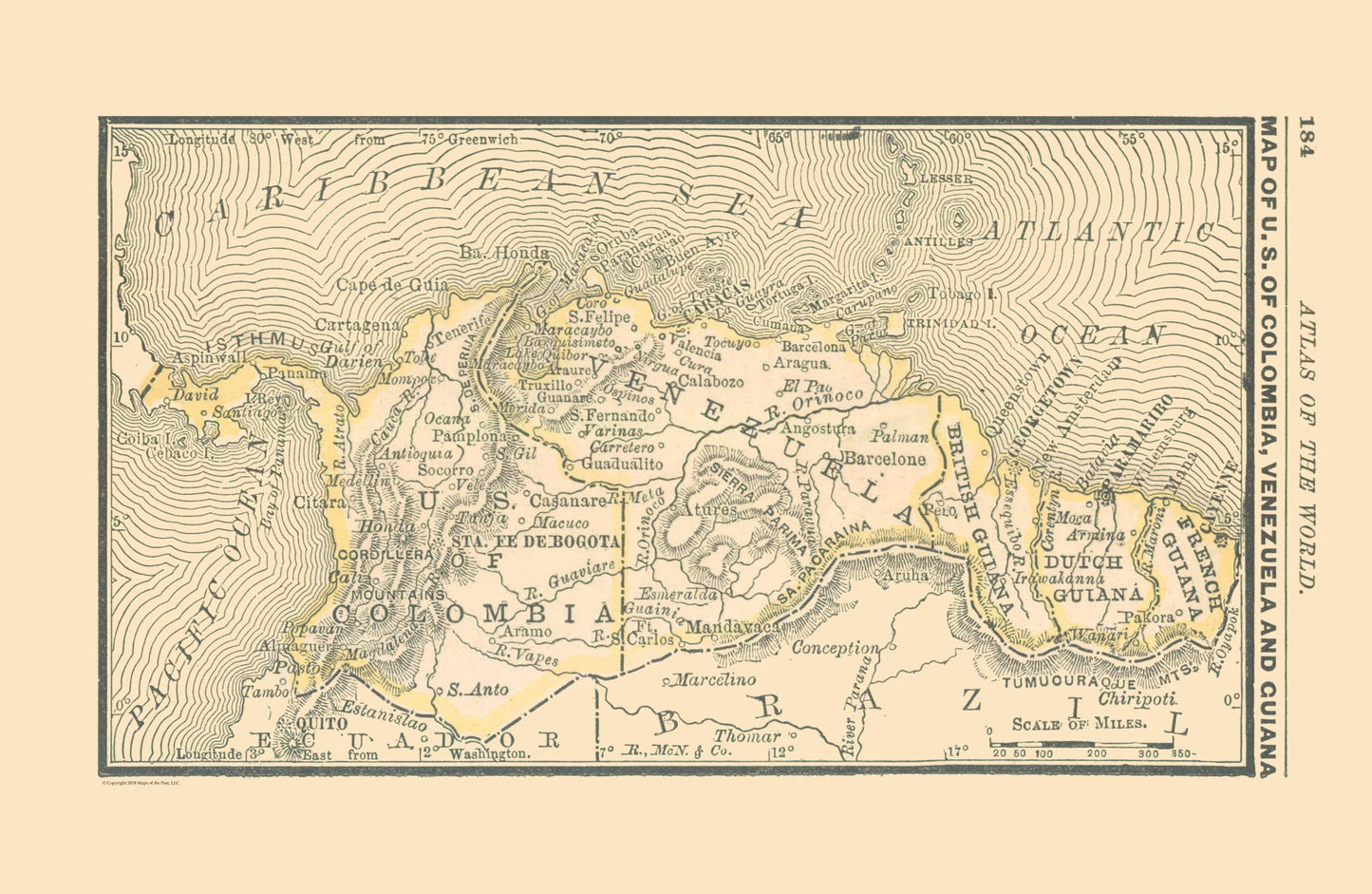 Historic Map - South America Southern - Alden 1886 - 35.33 x 23 - Vintage Wall Art