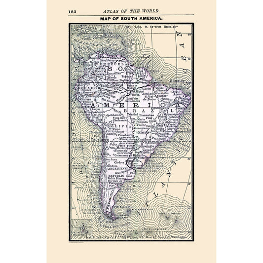 Historic Map - South America - Alden 1886 - 23 x 35.62 - Vintage Wall Art