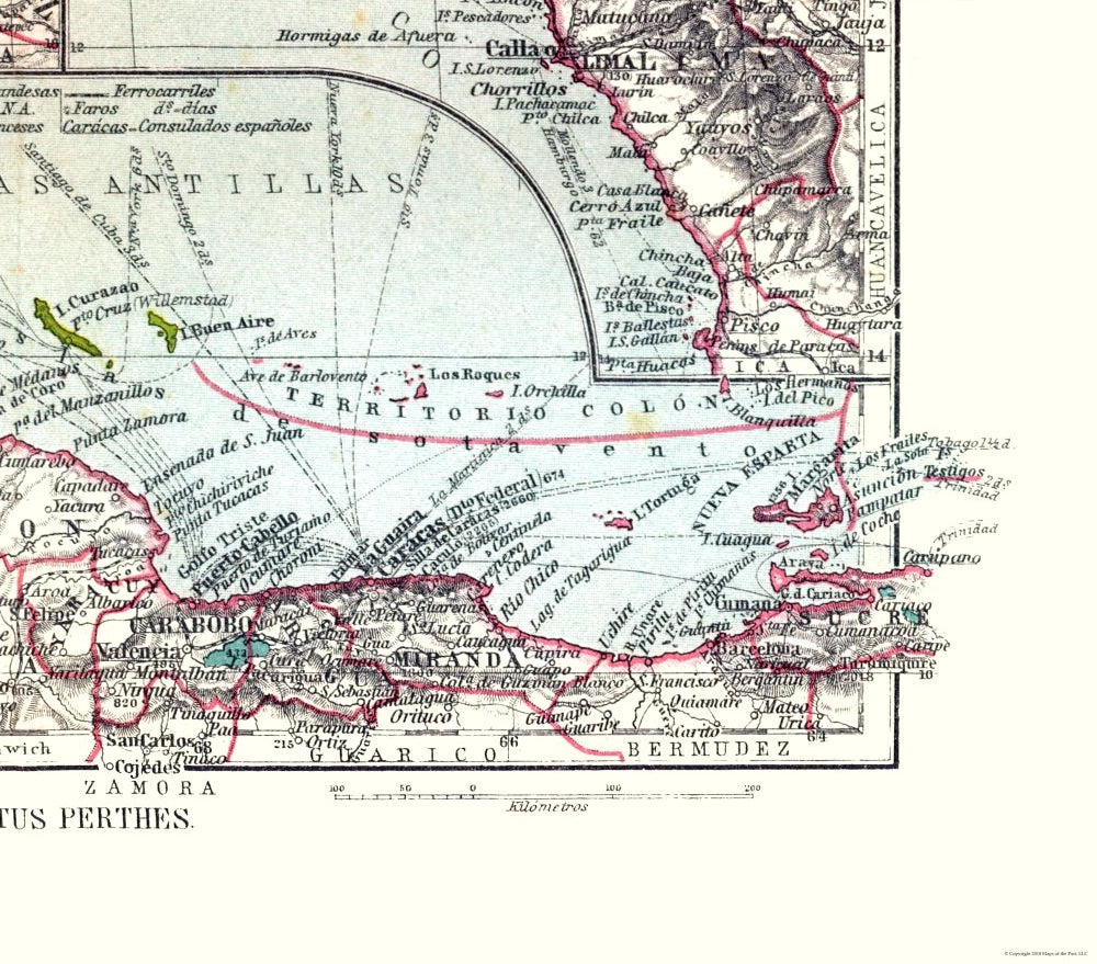 Historic Map - Mexico Peru Venezuela Ecuador - Perthes 1921 - 26.15 x 23 - Vintage Wall Art