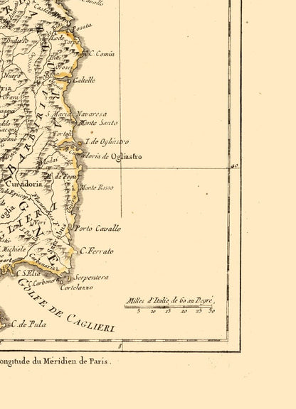 Historic Map - Sardinia Italy Corsica France - Santini 1794 - 23 x 31.85 - Vintage Wall Art