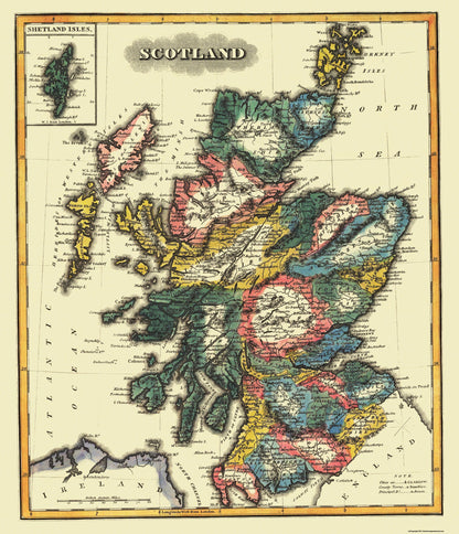 Historic Map - Scotland - Lucas 1823 - 23 x 26.75 - Vintage Wall Art