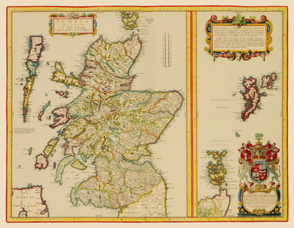 Historic Map - Scotland - Blaeu 1654 - 23 x 29.58 - Vintage Wall Art