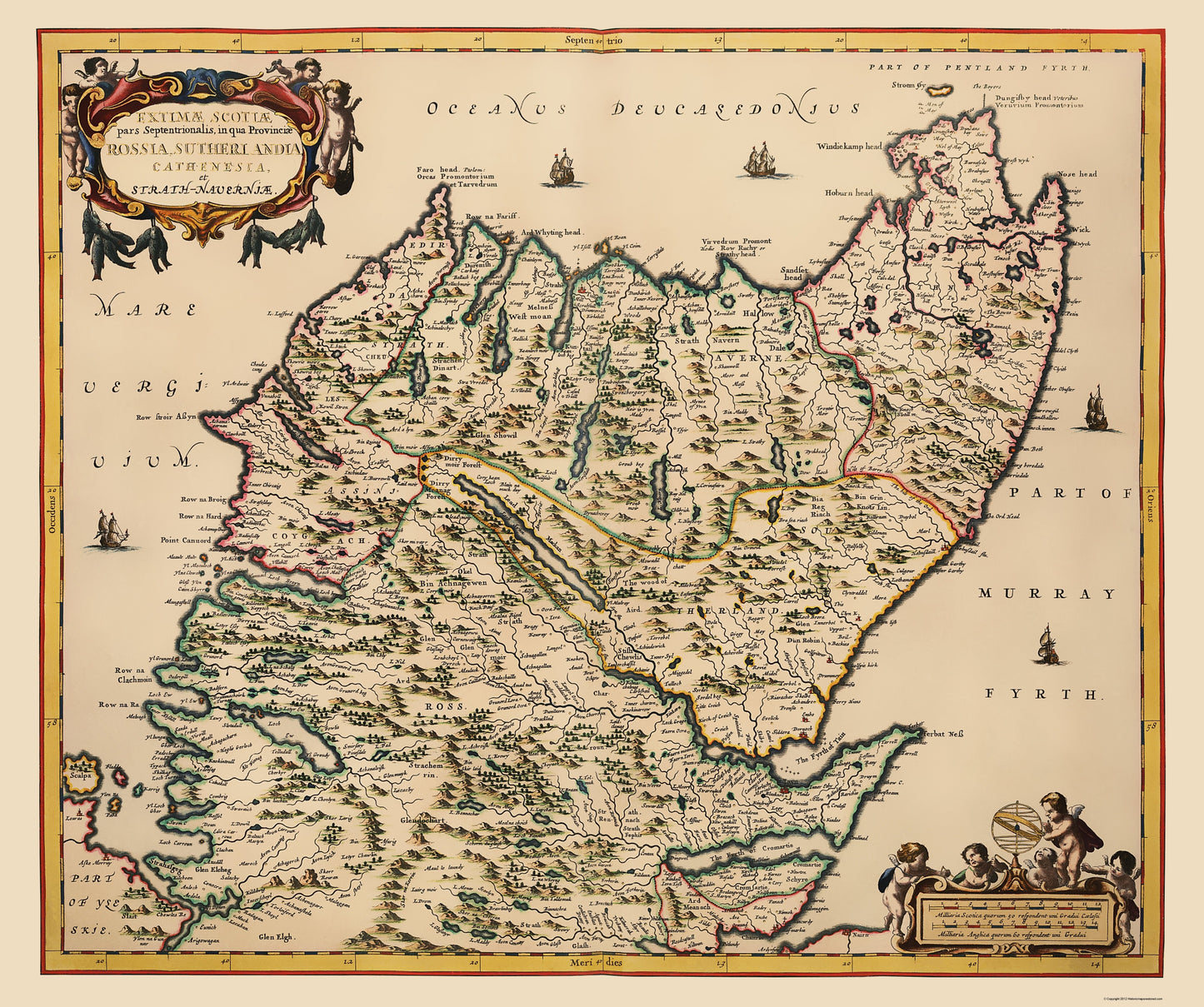 Historic Map - Scotland - Blaeu 1654 - 23 x 27.49 - Vintage Wall Art