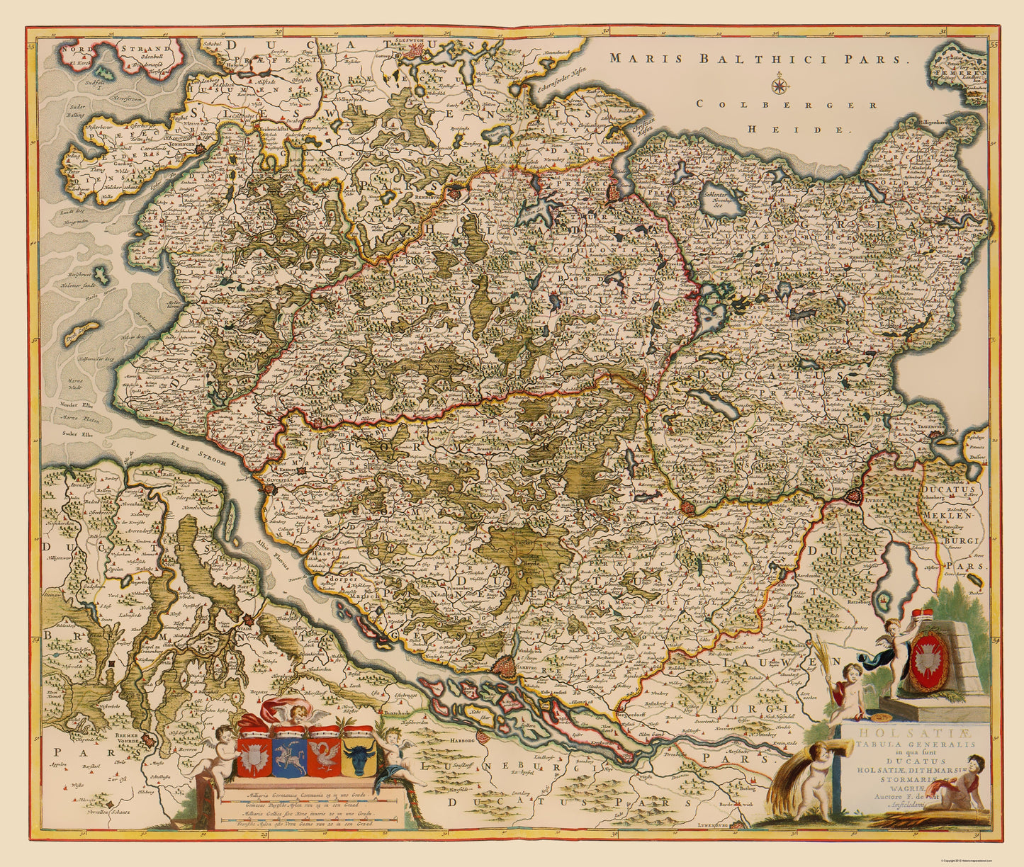 Historic Map - Schleswig Holstein Region Germany - De Wit 1688 - 23 x 27.17 - Vintage Wall Art