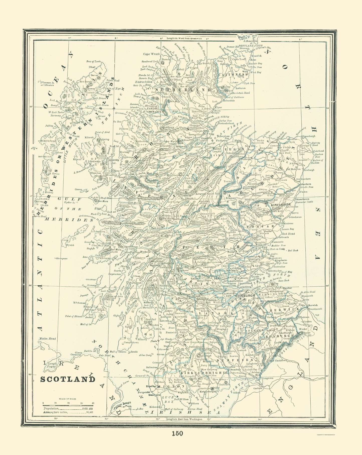 Historic Map - Scotland - Rathbun 1893 - 23 x 28.89 - Vintage Wall Art