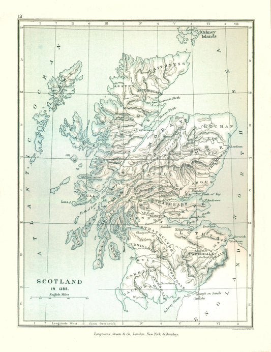 Historic Map - Scotland 1285 - Gardiner 1902 - 23 x 29.85 - Vintage Wall Art