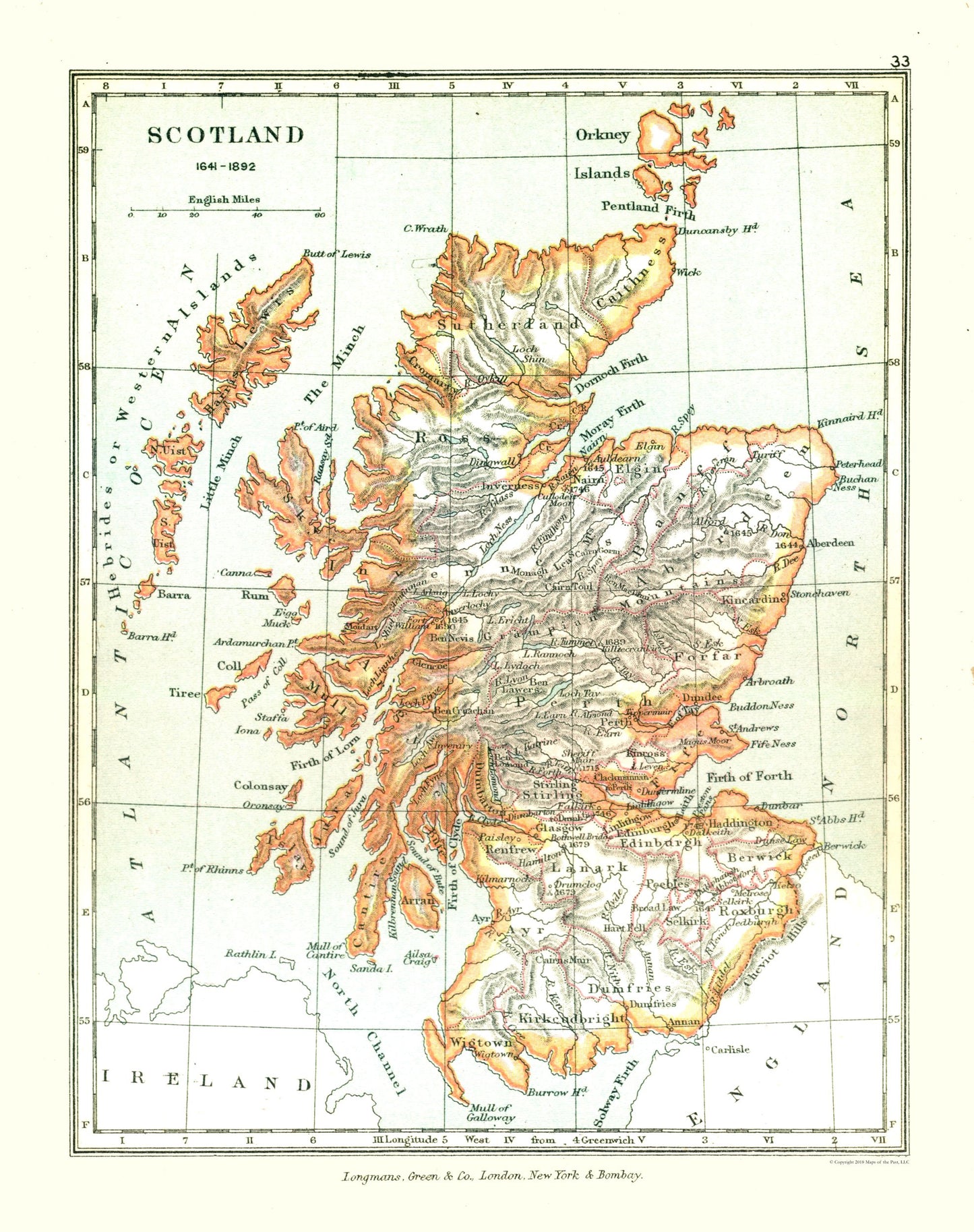 Historic Map - Scotland 1641 - Gardiner 1902 - 23 x 29.08 - Vintage Wall Art