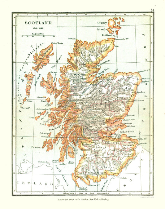 Historic Map - Scotland 1641 - Gardiner 1902 - 23 x 29.08 - Vintage Wall Art