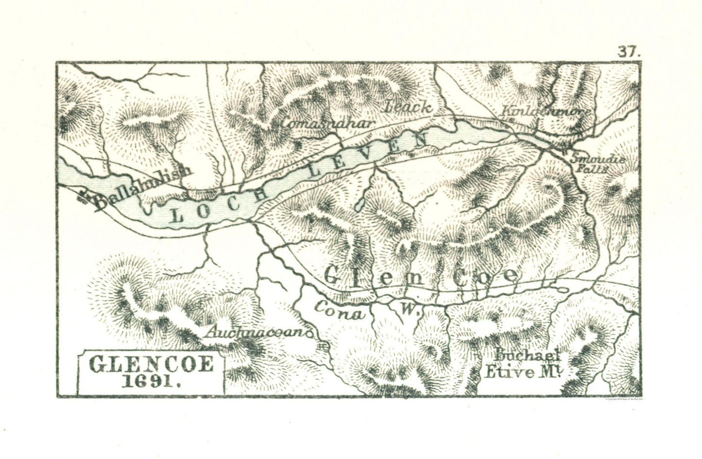 Historic Map - Glencoe Scotland 1691 - Gardiner 1902 - 35.15 x 23 - Vintage Wall Art