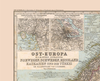 Historic Map - Sweden Norway - Stieler 1885 - 27.27 x 23 - Vintage Wall Art