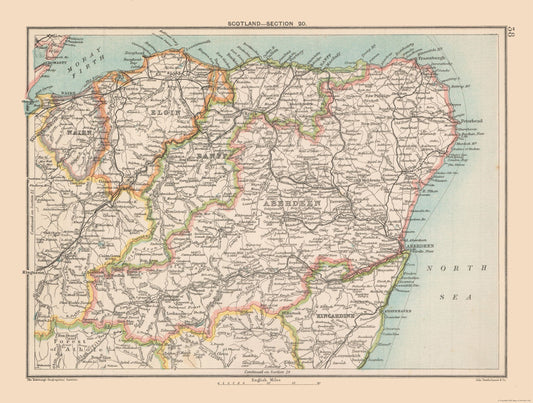 Historic Map - Scotland - Bartholomew 1892 - 30.43 x 23 - Vintage Wall Art