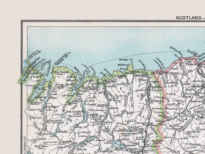 Historic Map - Scotland Northern - Bartholomew 1892 - 30.58 x 23 - Vintage Wall Art