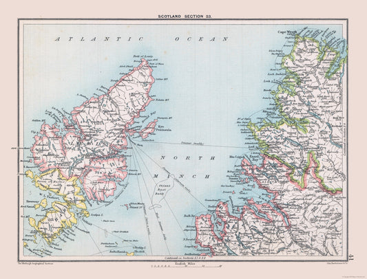 Historic Map - Scotland Northwest - Bartholomew 1892 - 30.22 x 23 - Vintage Wall Art