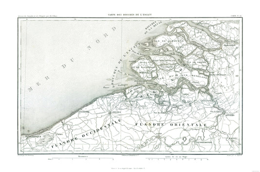 Historic Map - Belgium Scheldt Mouths - Thiers 1866 - 34.59 x 23 - Vintage Wall Art