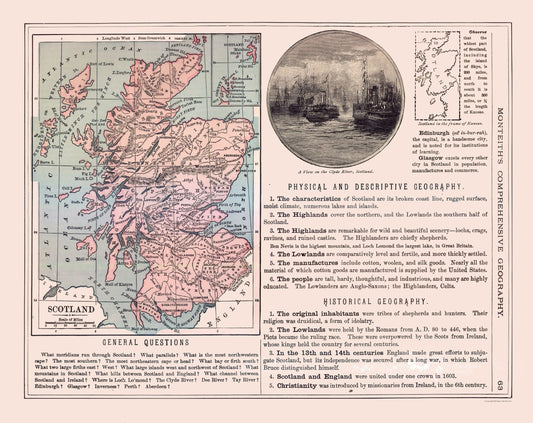 Historic Map - Scotland - Monteith 1882 - 28.99 x 23 - Vintage Wall Art