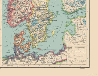 Historic Map - Sweden Norway Denmark - Schrader 1908 - 29.48 x 23 - Vintage Wall Art
