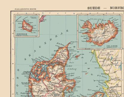 Historic Map - Sweden Norway Denmark - Schrader 1908 - 29.48 x 23 - Vintage Wall Art
