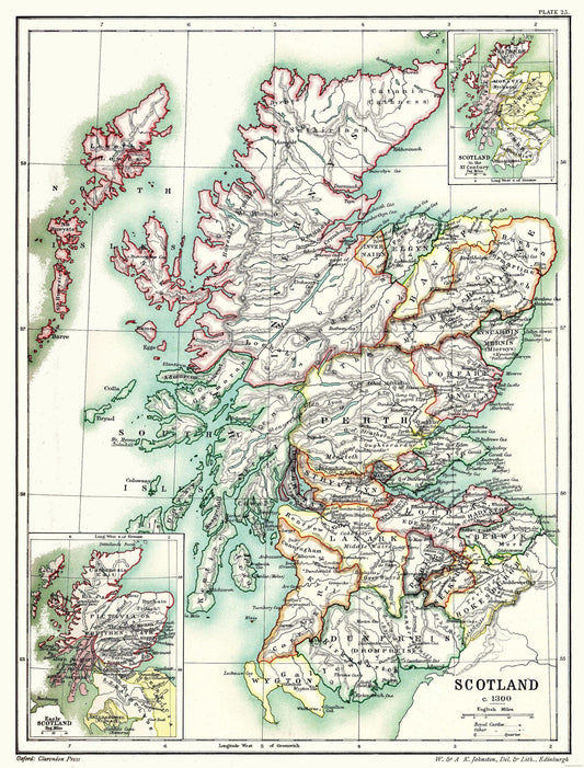 Historic Map - Scotland 1300 - Poole 1902 - 23 x 30.26 - Vintage Wall Art