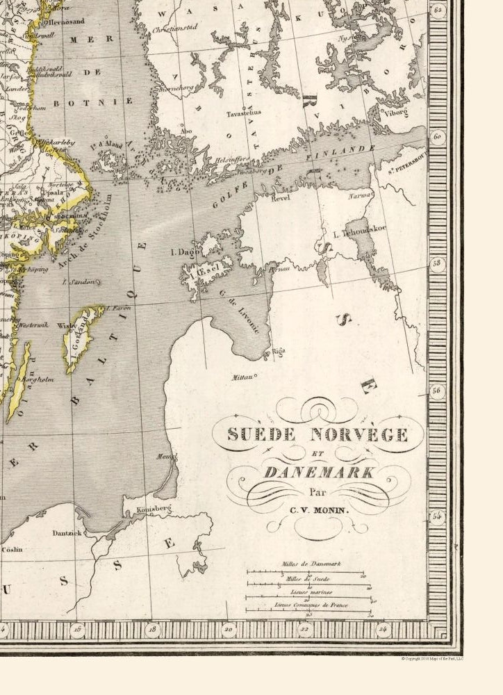 Historic Map - Sweden Norway Denmark - Monin 1839 - 23 x 31.77 - Vintage Wall Art