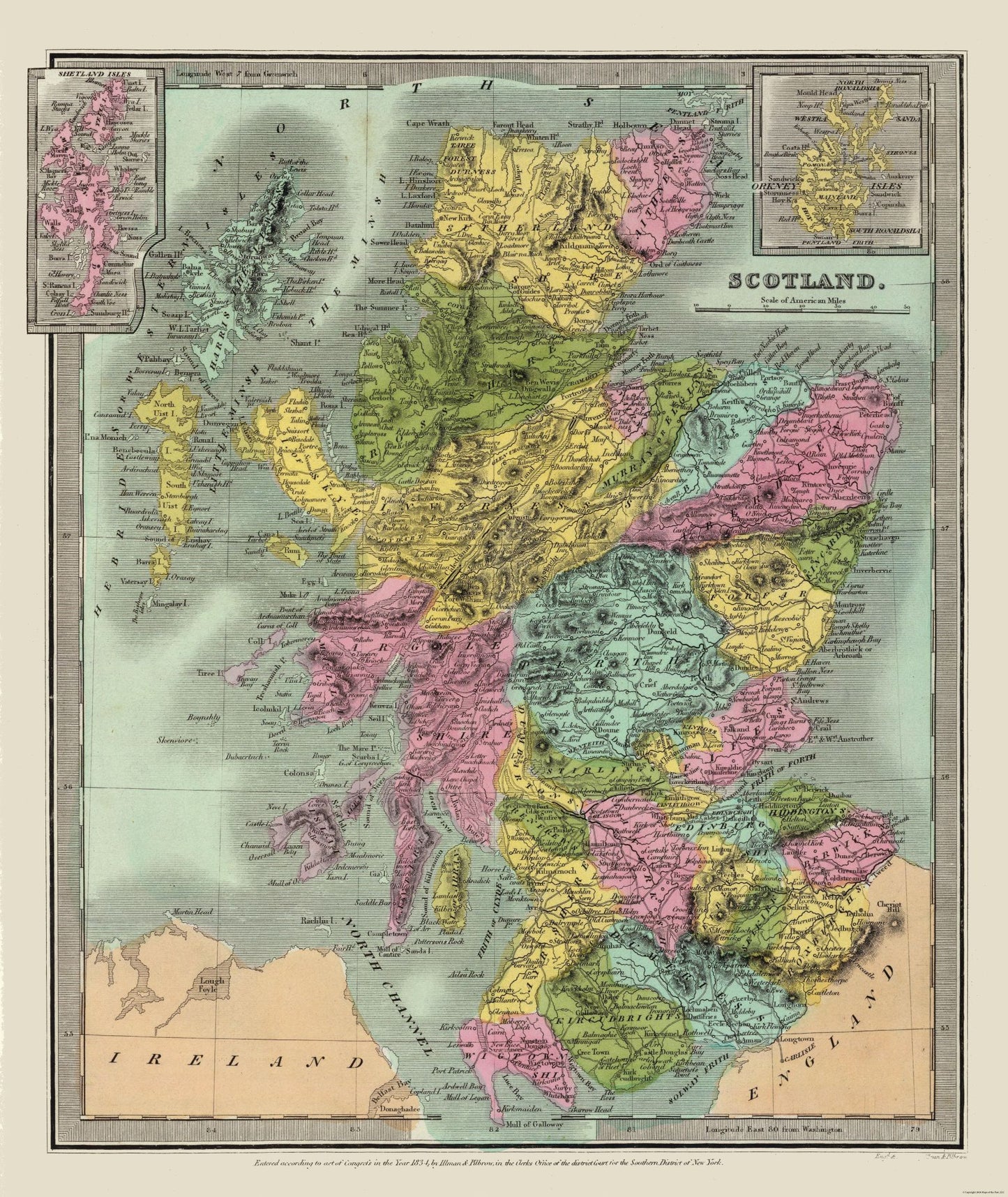 Historic Map - Scotland - Illman 1834 - 23 x 27.31 - Vintage Wall Art