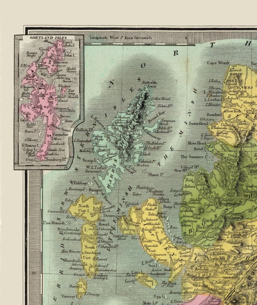 Historic Map - Scotland - Illman 1834 - 23 x 27.31 - Vintage Wall Art