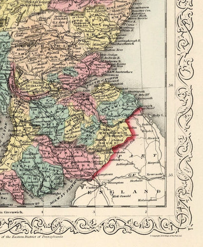 Historic Map - Scotland - Desilver 1859 - 23 x 27.82 - Vintage Wall Art