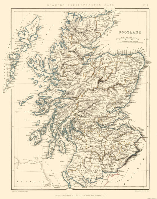 Historic Map - Scotland - Chapman 1847 - 23 x 29.21 - Vintage Wall Art