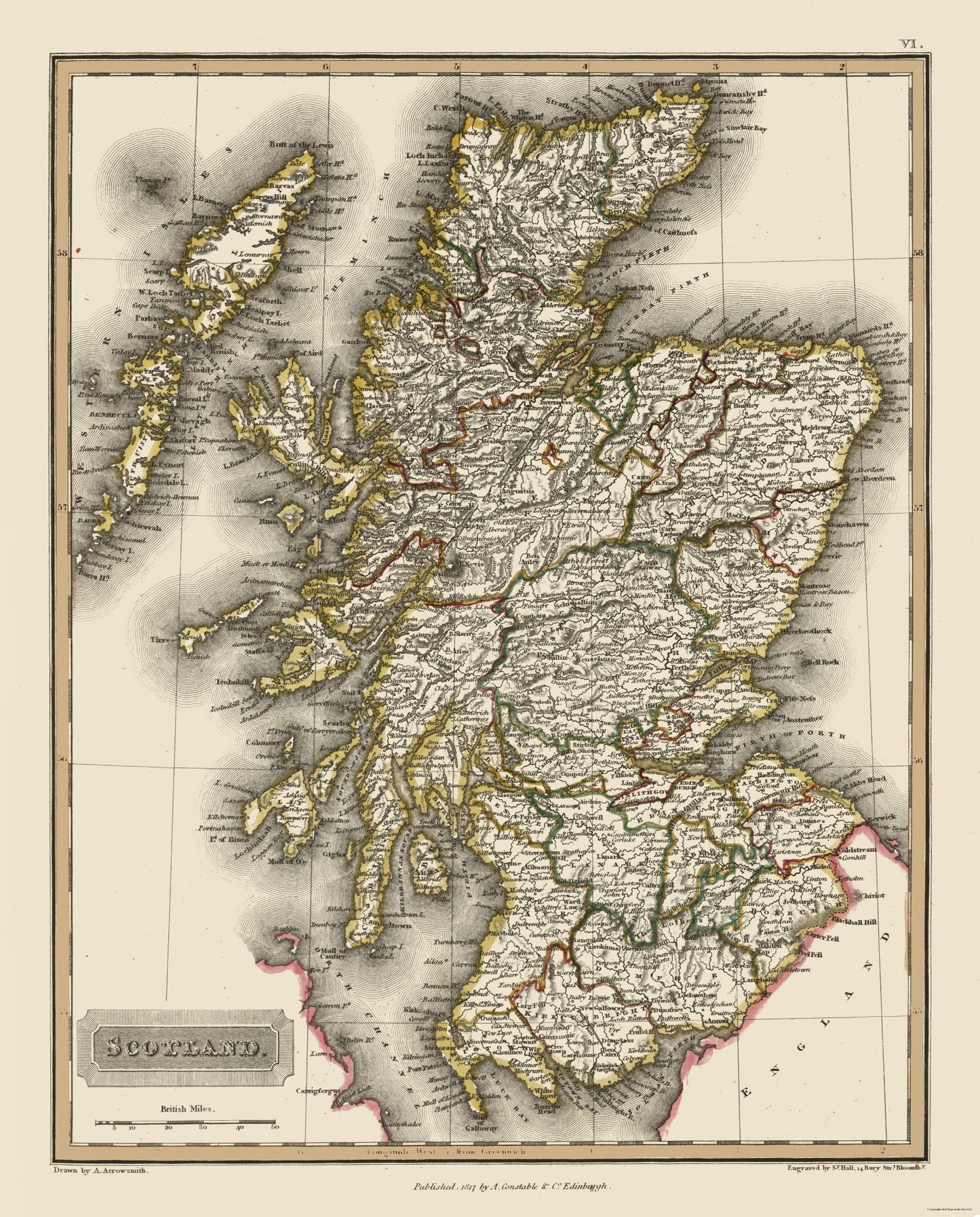 Historic Map - Scotland - Constable 1817 - 23 x 28.54 - Vintage Wall Art