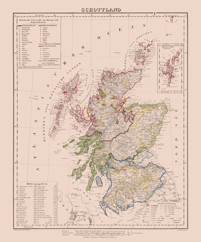 Historic Map - Scotland - Flemming 1847 - 23 x 27.65 - Vintage Wall Art