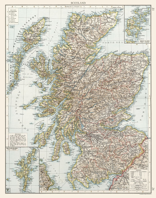 Historic Map - Scotland - 23 x 29.10 - Vintage Wall Art