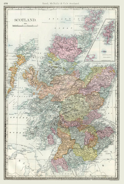 Historic Map - Scotland - Rand McNally 1894 - 23 x 33.97 - Vintage Wall Art