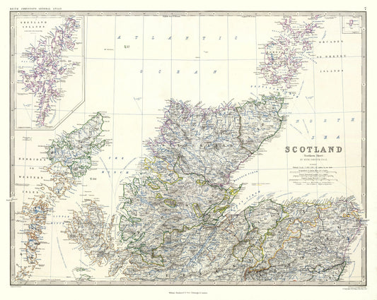 Historic Map - Scotland Northern Sheet - Johnston 1861 - 28.86 x 23 - Vintage Wall Art