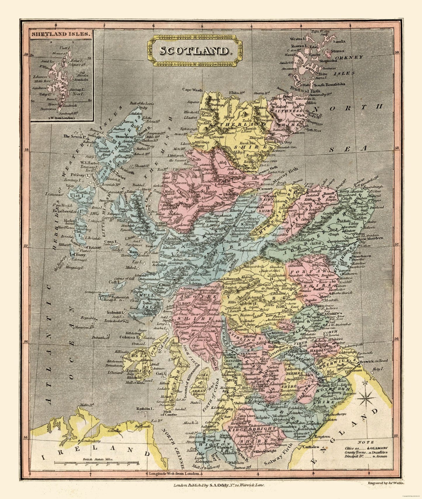 Historic Map - Scotland - Oddy 1811 - 23 x 27.20 - Vintage Wall Art