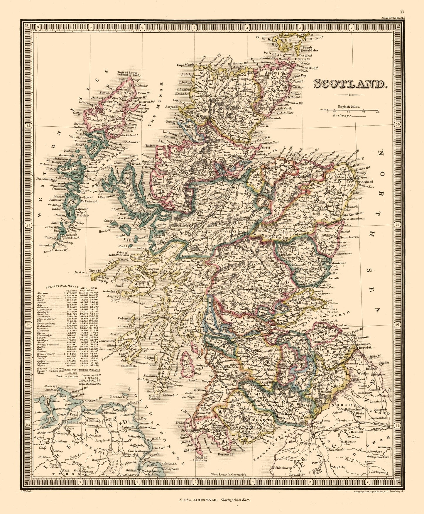 Historic Map - Scotland Regions - Wyld 1864 - 23 x 27.89 - Vintage Wall Art