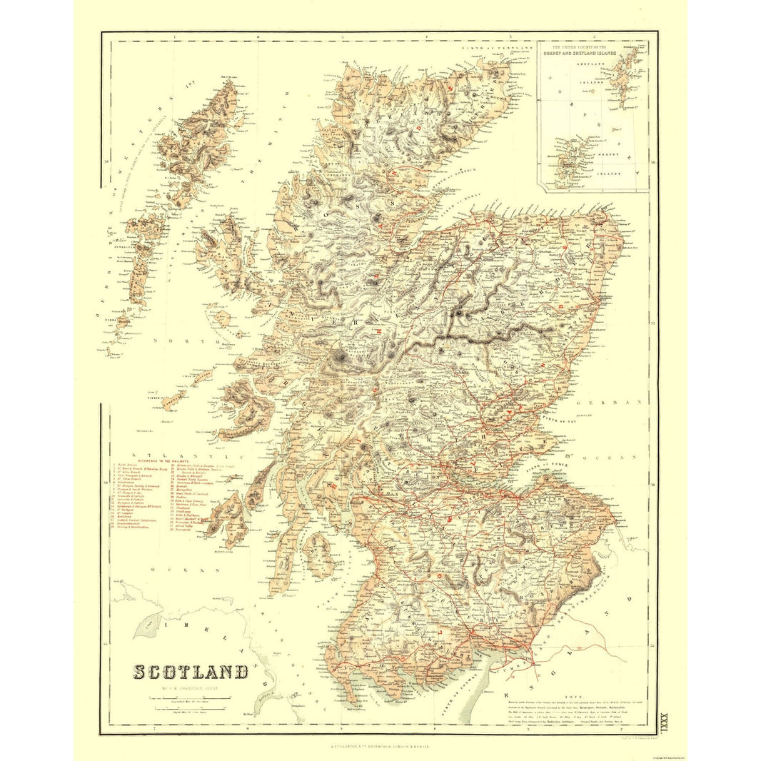 Scotland Antique Railroad Map Prints | Historical Railway Maps – Maps ...