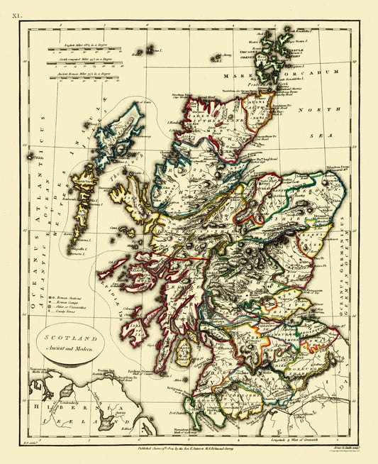 Historic Map - Scotland - Ancient and Modern - Patterson 1804 - 23 x 28.21 - Vintage Wall Art