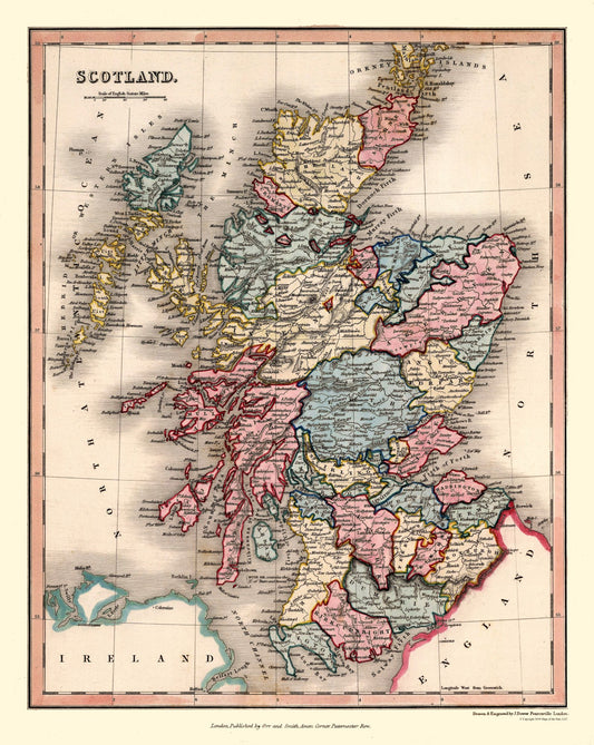 Historic Map - Scotland Regions - Dower 1832 - 23 x 28.87 - Vintage Wall Art