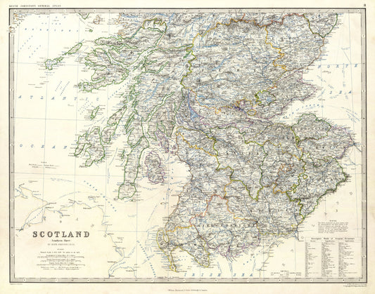 Historic Map - Scotland Southern Sheet - Johnston 1861 - 29.22 x 23 - Vintage Wall Art