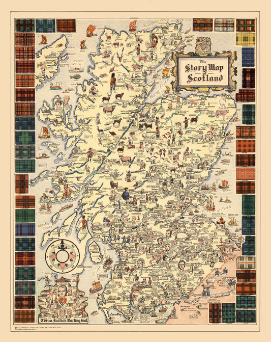 Historic Map - Scotland Story - Colortext 1935 - 23 x 28.97 - Vintage Wall Art