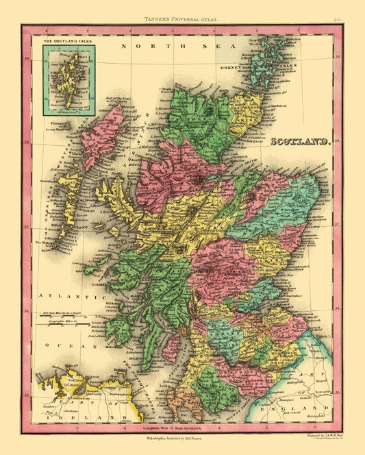 Historic Map - Scotland - Tanner - 23 x 28.67 - Vintage Wall Art