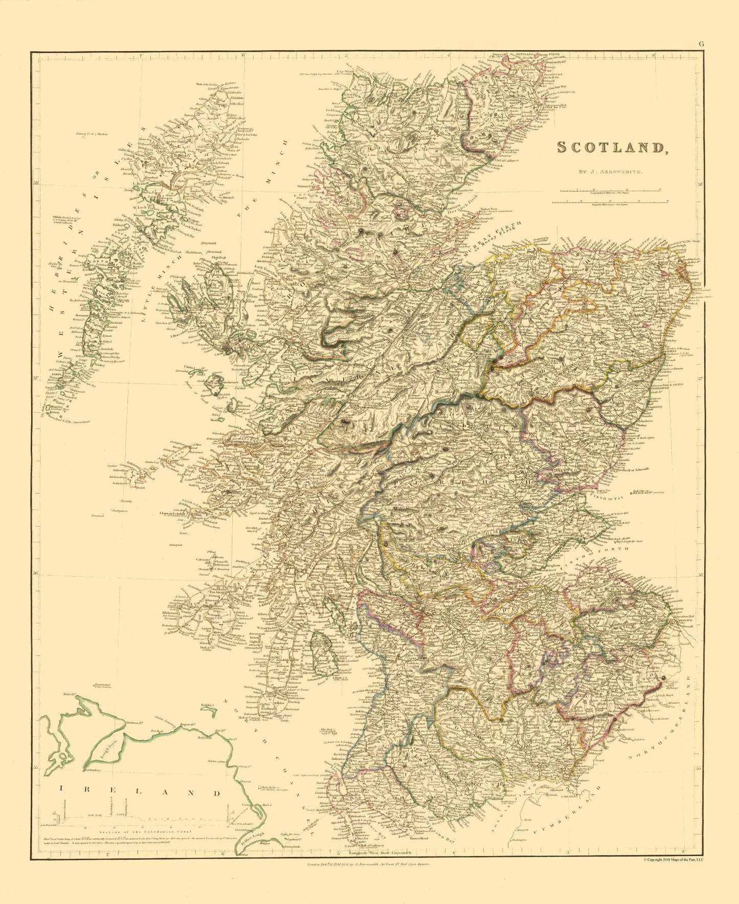 Historic Map - Scotland - Arrowsmith 1834 - 23 x 28.13 - Vintage Wall Art