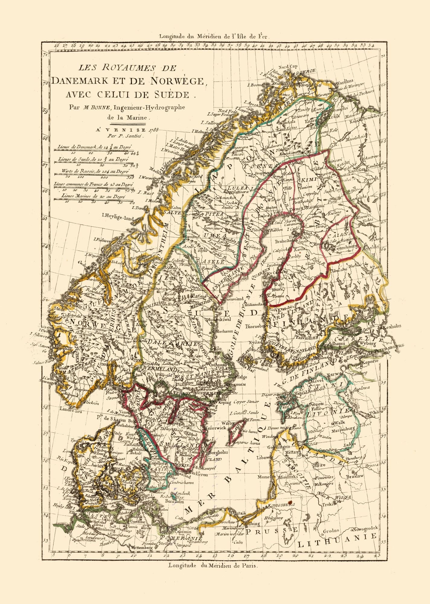 Historic Map - Denmark - Norway - Sweden - Santini 1794 - 23 x 32.31 - Vintage Wall Art