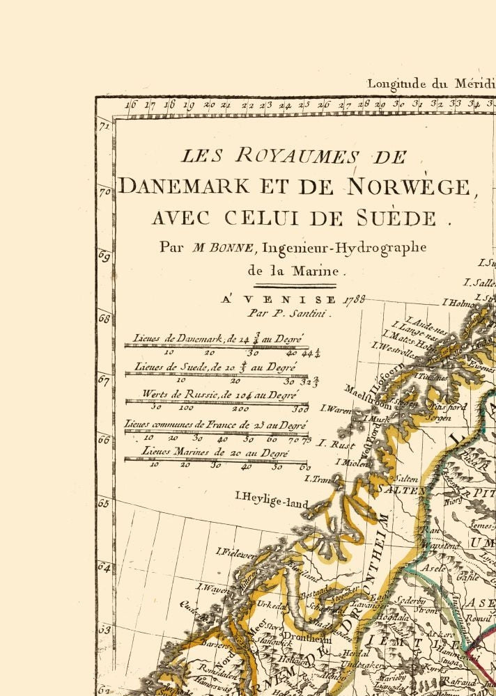 Historic Map - Denmark - Norway - Sweden - Santini 1794 - 23 x 32.31 - Vintage Wall Art