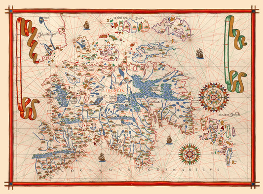 Historic Map - Scotland - Martines 1587 - 31.18 x 23 - Vintage Wall Art