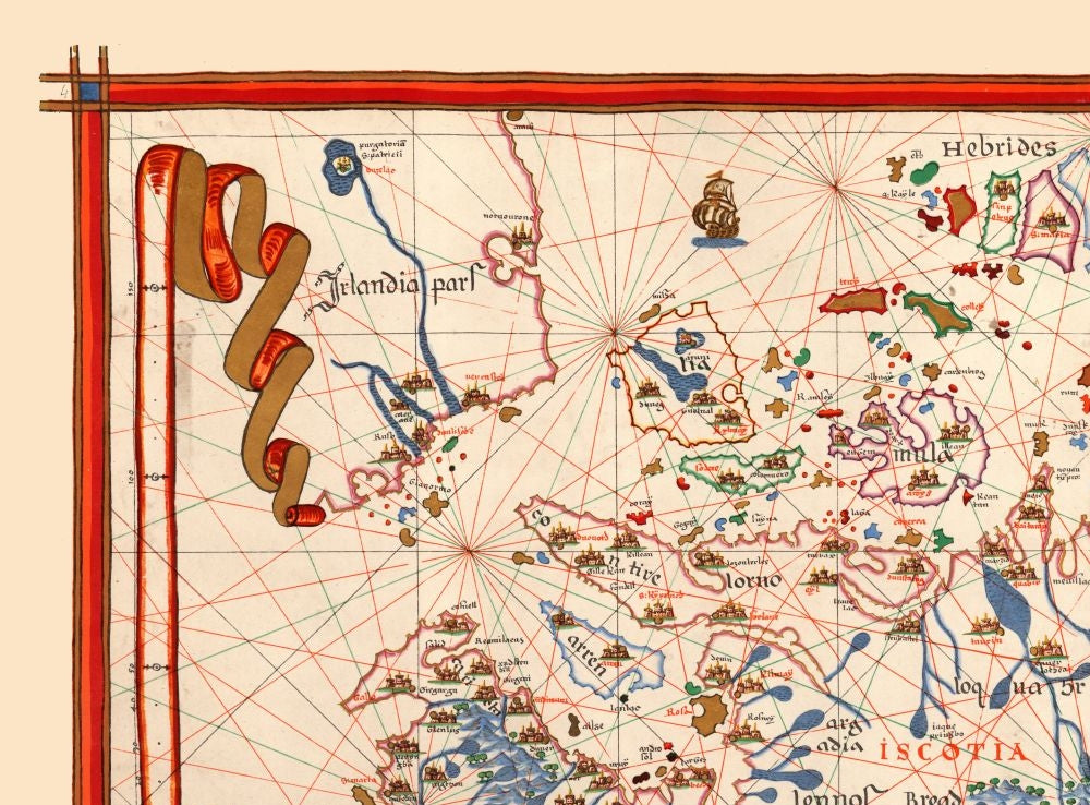 Historic Map - Scotland - Martines 1587 - 31.18 x 23 - Vintage Wall Art