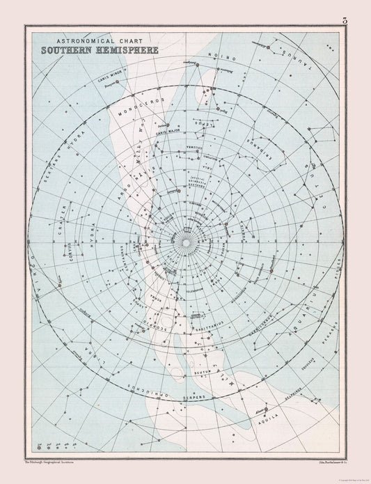 Historic Map - Southern Hemisphere - Bartholomew 1892 - 23 x 30.01 - Vintage Wall Art